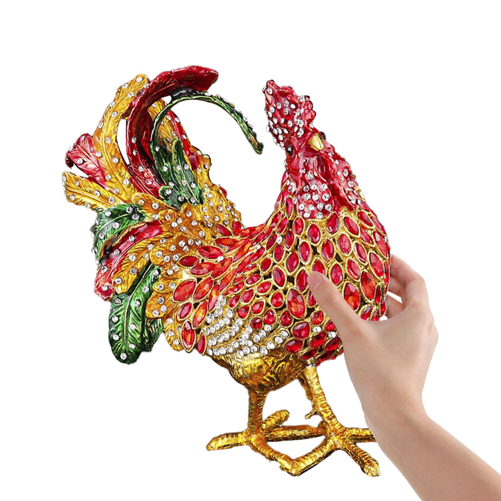Lurrose Caja de baratijas con forma de esmaltado: joyero vintage con forma de animal - Figura de pintada - Estuche retro con de gallina para guardar anillos, pendientes y collares.