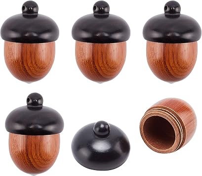 CHGCRAFT 5Pcs Wooden Acorn Nut Box Pendant Disconnectable Camel Wood Acorn Charms Pendant for DIY Gift Jewelry Making Car Pendants Decorations, 33x22mm