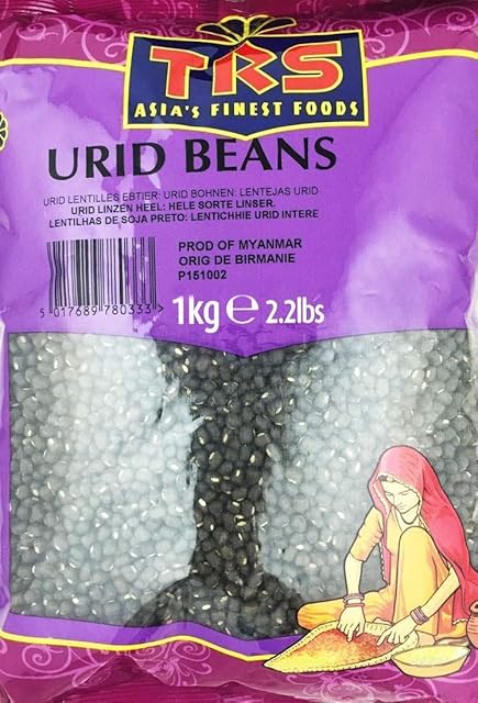 TRS Whole Urid Dal Beans - Highly Nutritious, Low in Fat & High in Fibre - 1kg Bag