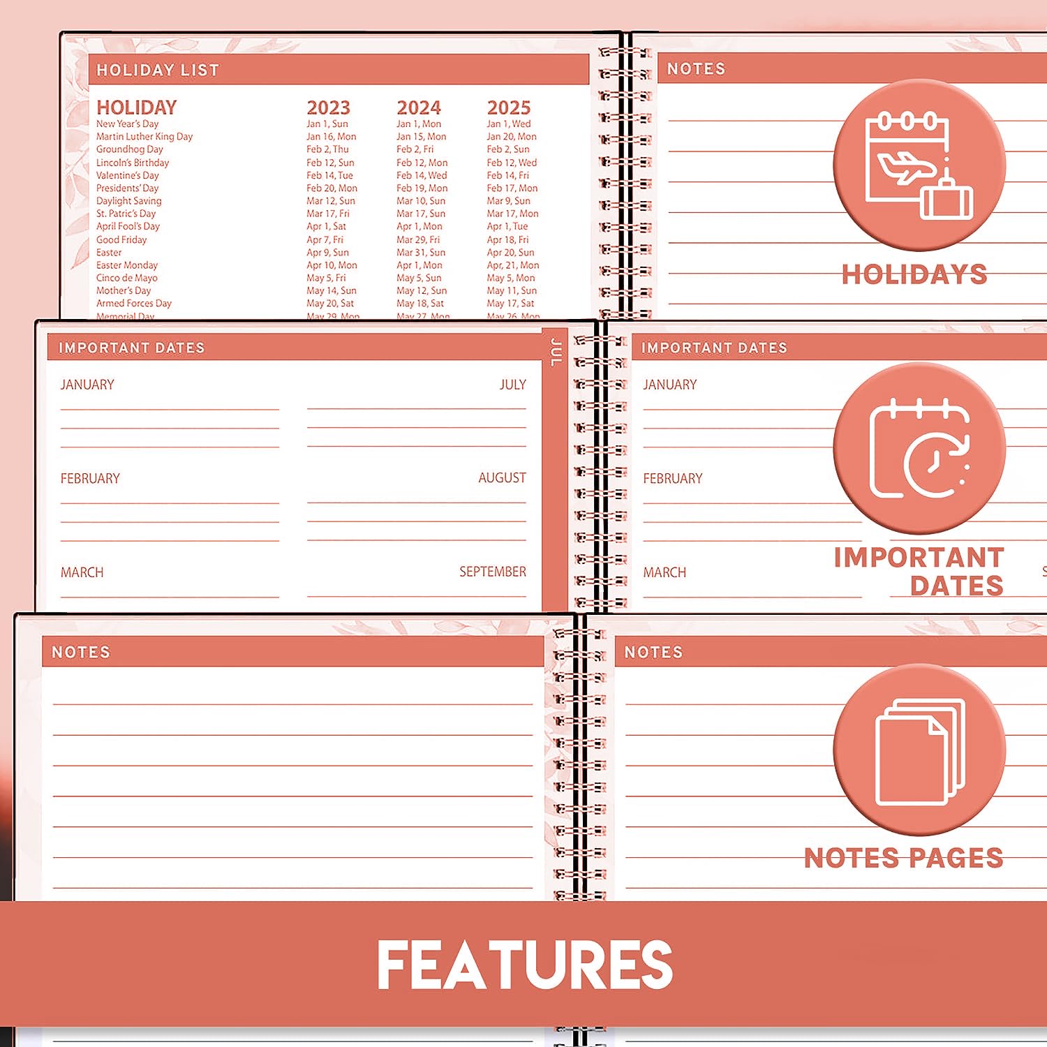 Ensight 2025 Appointment Book Planner - 8.5x11 Inch Large Daily Weekly Monthly Planner With 15-Minute Time Slots, Floral Design