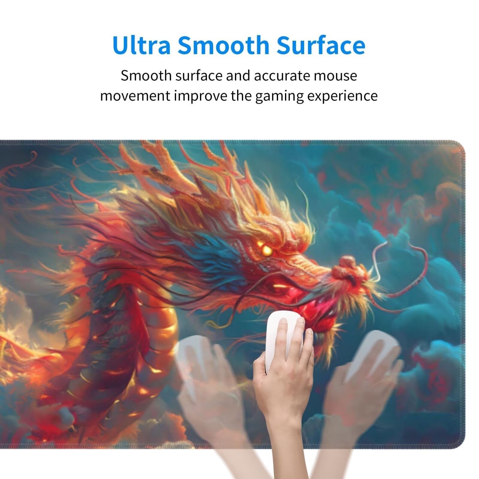 Tappetino Mouse, Tappetino Mouse Gaming Grande XXL 1500x800x3mm Tappetino Scrivania Mouse Pad, Base in Gomma Antiscivolo, Bordi Cuciti,Lavabile, Mousepad per Ufficio e Gaming (Loong) R-449