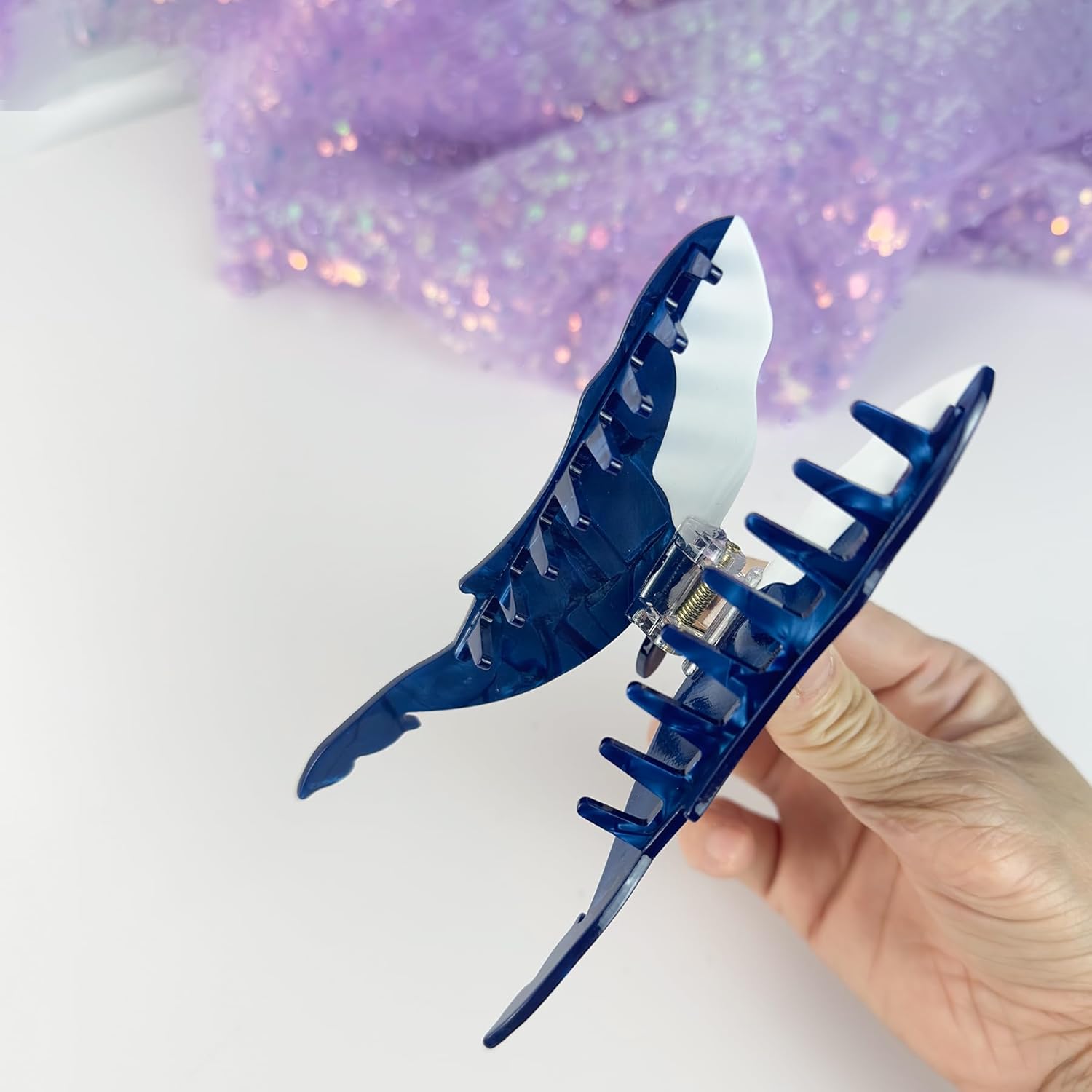 JamJam 1PCS 4.9" Large Whale Claw Clip Cute Fun Unique Animal Shape Claw Acetate Hair Clips for Thick Hair Women and Girls (Whale) - Image 3