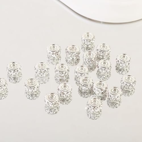 Vista 98 de 200 cuentas europeas de agujero grande – Mixcolor Lampwork Rhinestone Craft Beads para bricolaje pulseras joyería fabricación