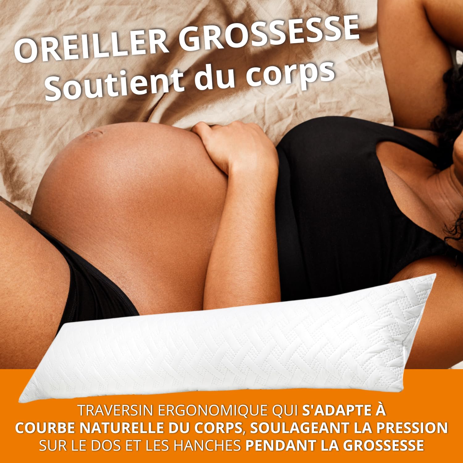 Traversin 140 Cm Ferme Polochon pour Dormir sur Le côté/Traversin 140 cm Memoire De Forme Enfant/Adulte (1 Personne ou 2 Personnes) - Oreiller Traversin avec Housse Matelassée - Taie Premium
