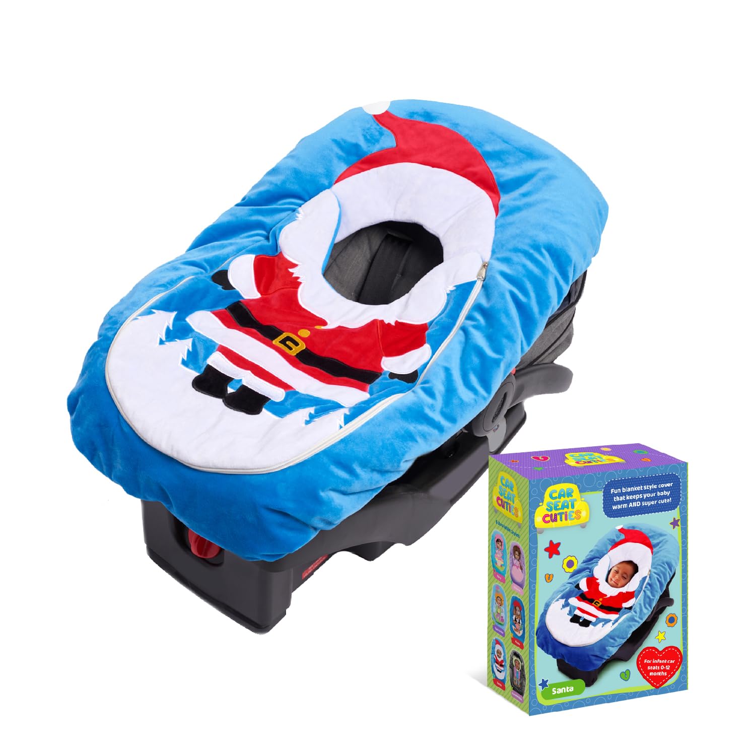 Coprisedile per auto, elastico, universale, per neonati e ragazze, morbida e calda, stile coperta per seggiolino auto, costume per neonati (Babbo Natale)
