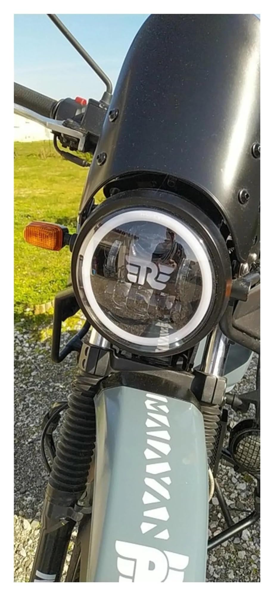 Moto Phare pour Royal pour Enfield Himalayen 400 411 650 350 Café Racer 7 "Phare De Moto 7 Pouces Phare De Moto LED Lumières Halo DRL Lampe Moto Phare Avant