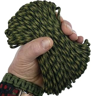 DakotaGear- Jungle Camo 55ft. Mil-Spec 550 Paracord 100% Nylon 8 Strand Military Over 600lbs Breaking Strength Survival Braided Parachute Cord Tent Camping Hiking Hunting Bracelets. Made in USA.
