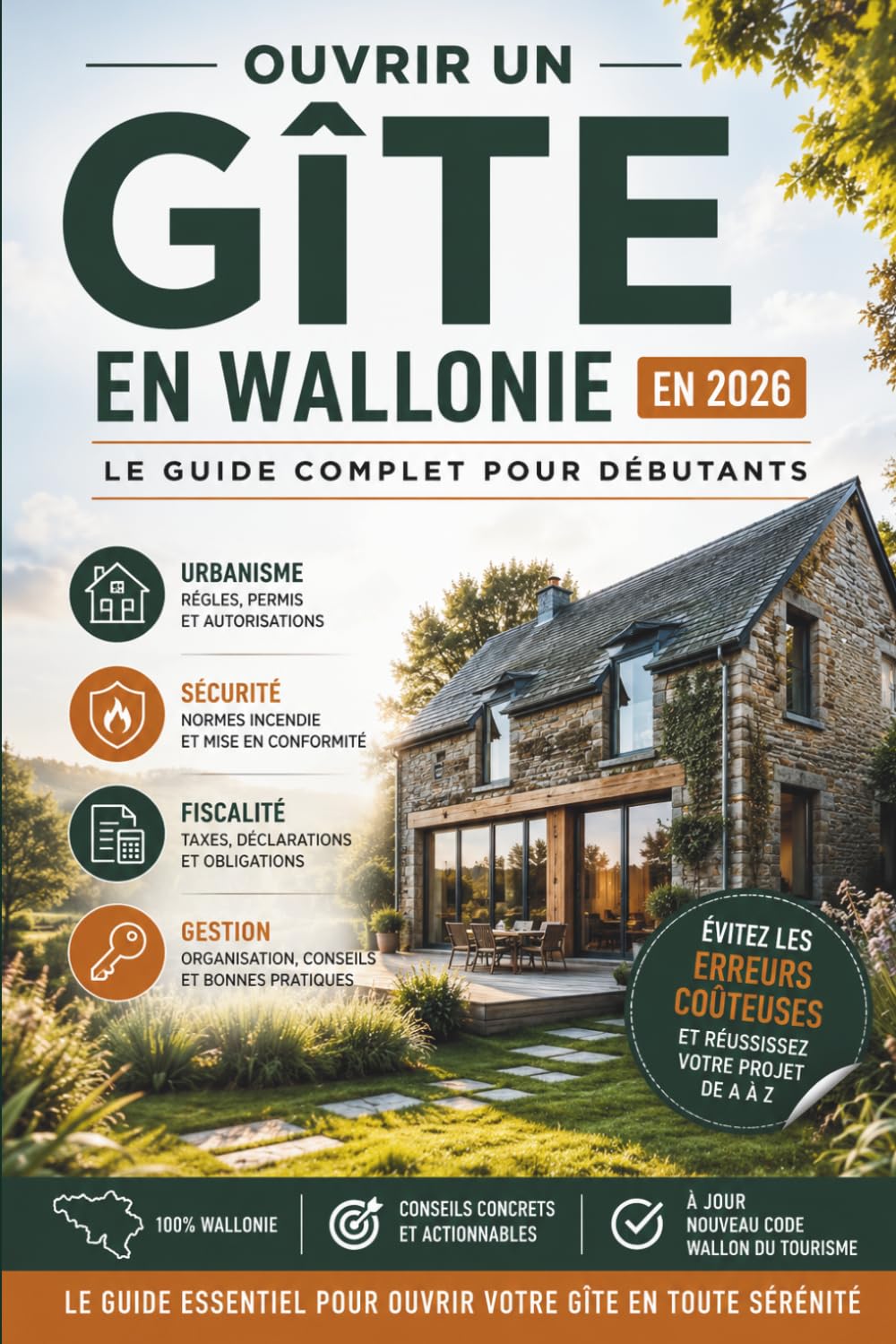 Ouvrir un Gîte en Wallonie en 2026 : Le Guide Complet pour Débutants: Urbanisme, fiscalité, autorisations, normes incendie, Airbnb, rentabilité et étapes clés pour créer un gîte rentable en Belgique