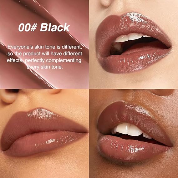 FeiCuiYun Black Dark Brown Honey Tinted Lip Balm Lip Gloss Lipstick for Women, Sheer Hydrating Lip Stains Tint, Moisturizing Lip Color for All Skin Tones, Nourishing Lip Balm, 00#