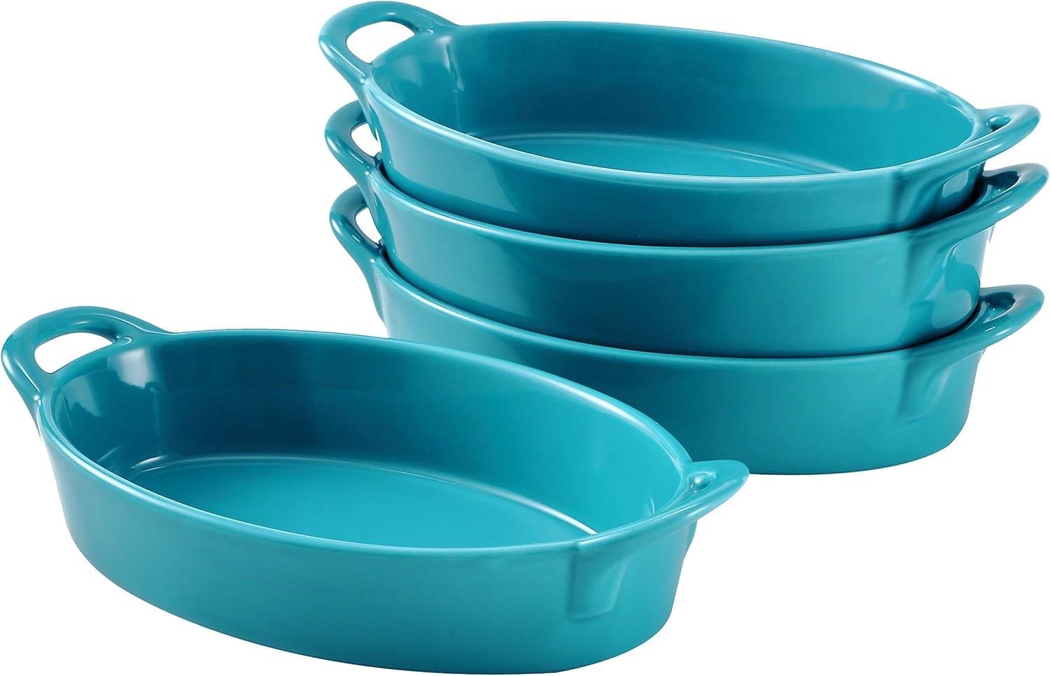 Bruntmor 8" x 5" Oval Ceramic Deep Dish Pie Pan Set of 4, Cute Ceramic Pie Pan
