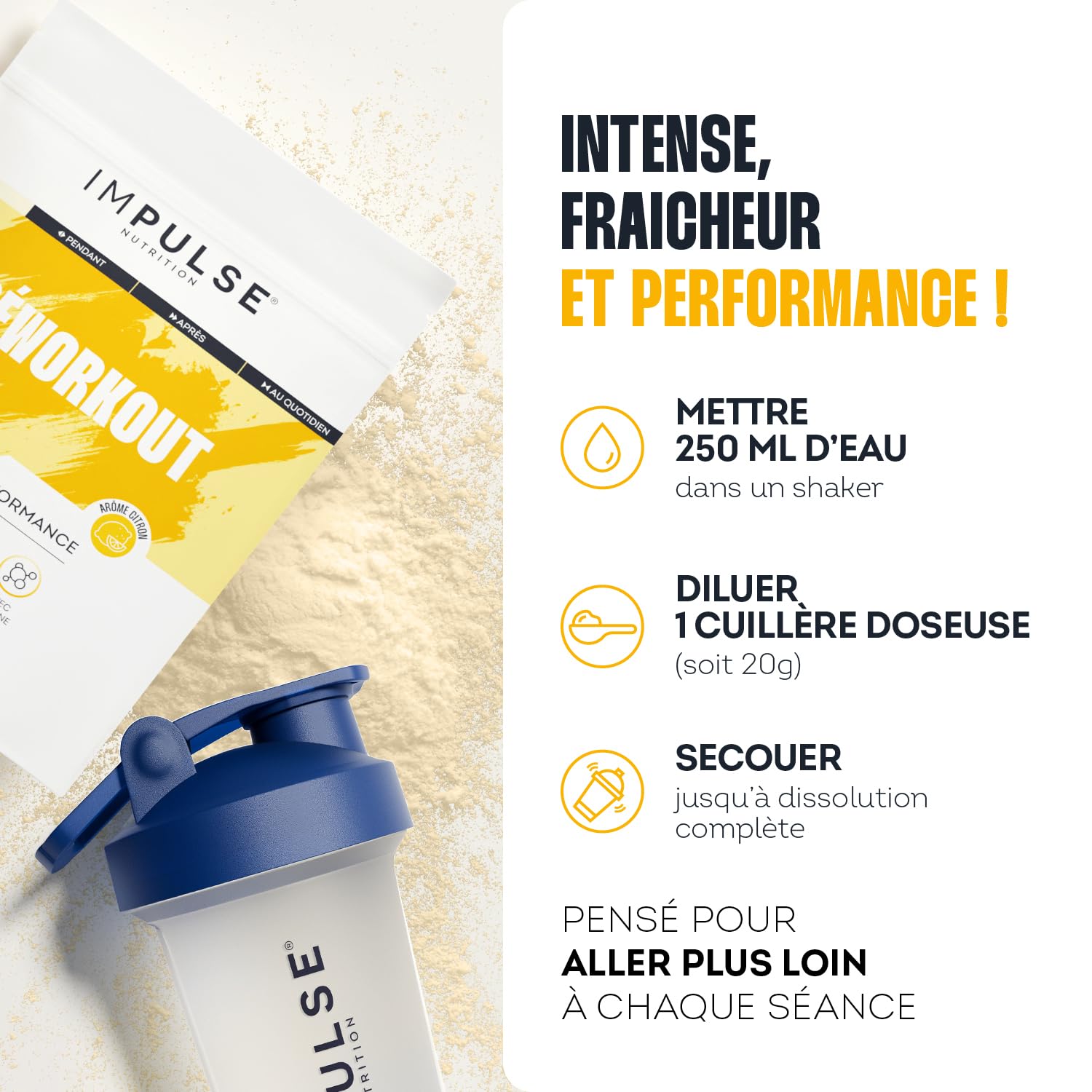 Impulse Nutrition - Préworkout Citron - 200mg Caféine - Cure 18 jours | Énergie, Focus & Performance - Congestion & Endurance Optimale - 200mg Caféine, BCAA, Bêta-alanine - Fabriqué en France