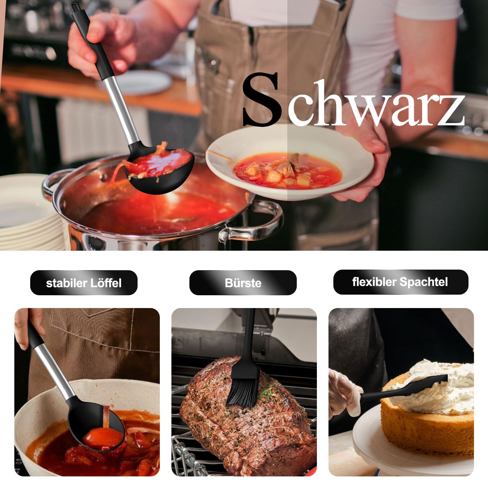 Utensili Cucina Rosa Set Di Utensili Da Cucina In Silicone Set Di - Foto 3