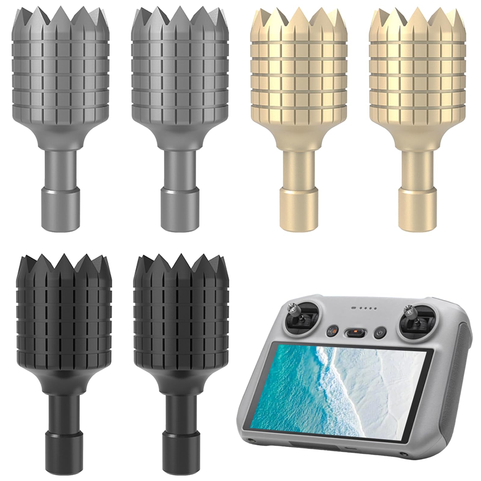Manette de Commande pour DJI RC/RC 2 - 3 paires de joysticks en alliage d'aluminium usiné CNC - Rocker de rechange pour télécommandes Mini 3/Mini 3 Pro/Mini 4 Pro/Air 3/Air 2S/Mavic 3 Series