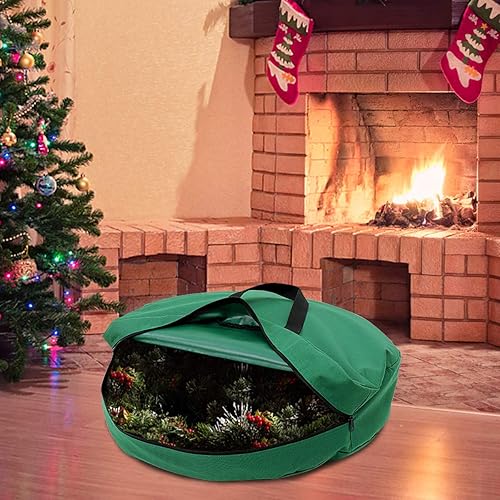 Miniatura 6 de Exquisita bolsa de almacenamiento para árbol de Navidad y bolsa de almacenamiento para corona, contenedor de almacenamiento resistente de tela