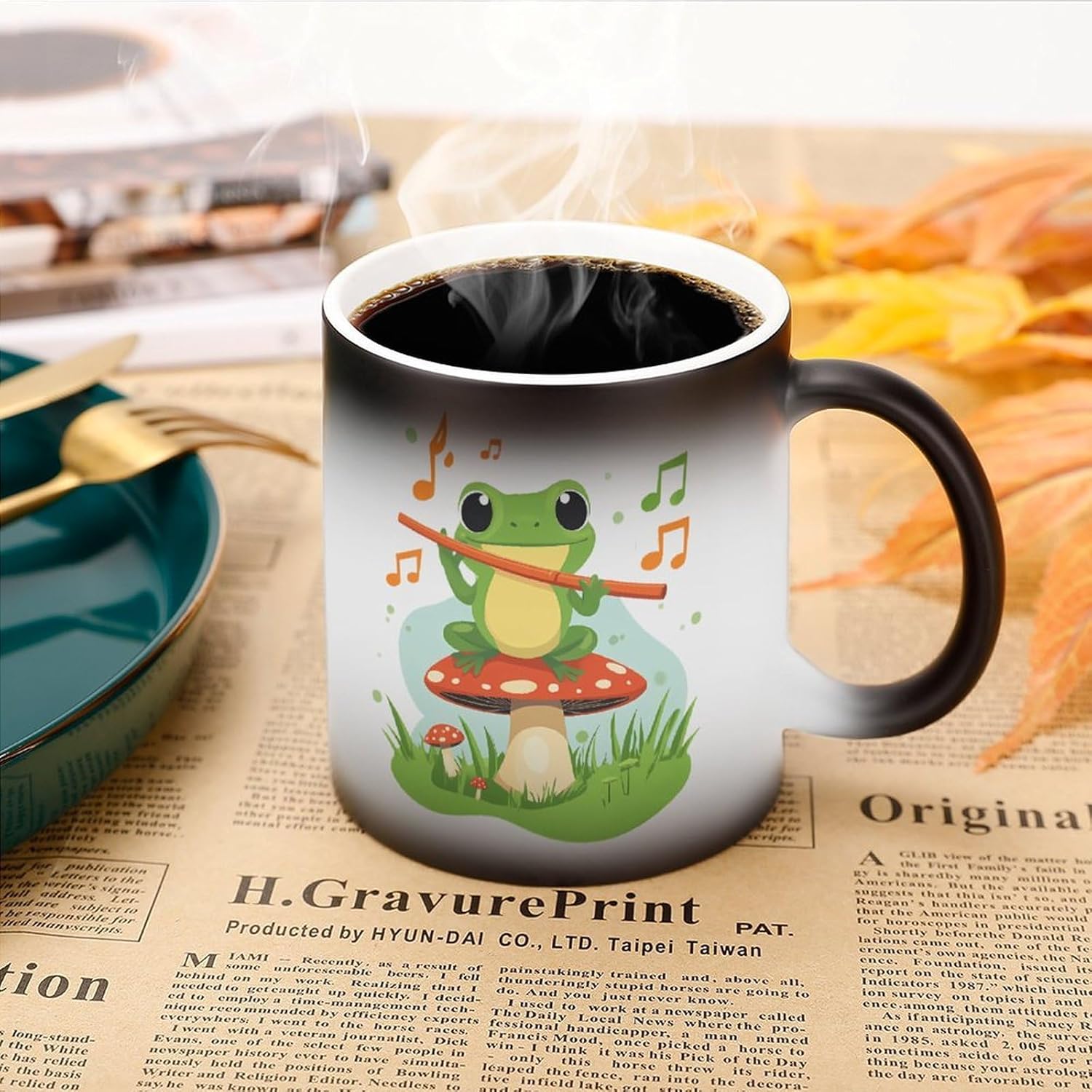 Music Cute Frog Funny Color Changing Coffee Mug Ceramic Magic Cup Personalized Discoloration Tea Mugs
