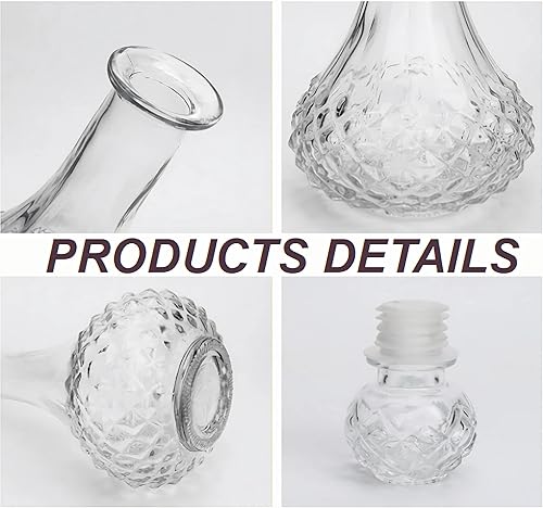 Miniatura 2 de Juego de decantador de whisky y vaso, elegante jarra de licor de 27 onzas con tapón de vidrio sólido adornado y 2 vasos de hielo de whisky a juego,