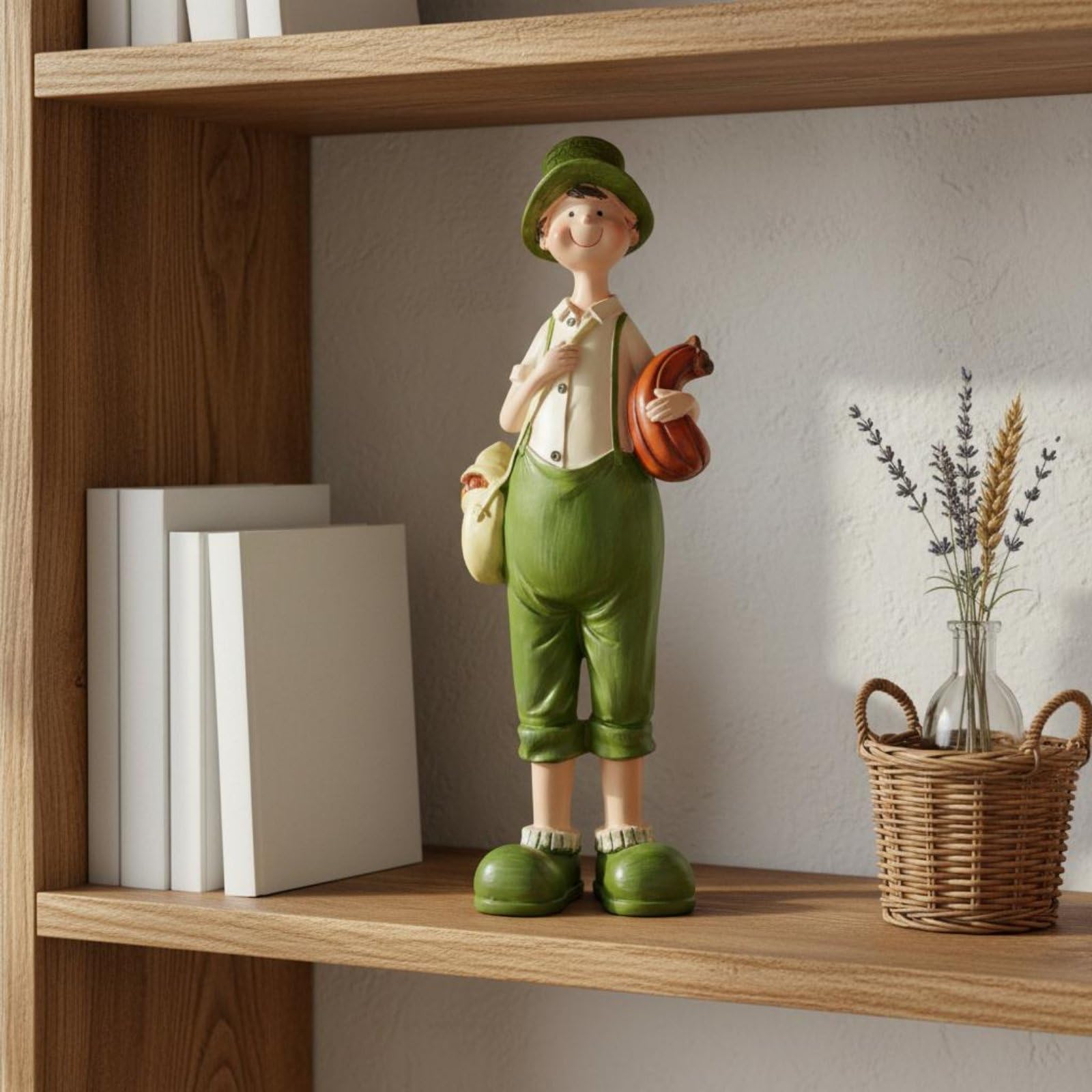 2 Pezzi Statuette Coppia Figurine Statue Coppia Scultura Amanti in Resina Stile Country con Verdi Adatta per Scaffale Camera da Letto Studio Soggiorno Angoli Tranquilli