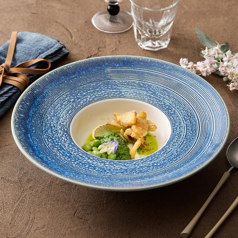 Piatti Cena Piatti da cena creativi in ​​ceramica Stoviglie for hotel e ristoranti Piatti da cena Piatti da zuppa for uso domestico Piatti freddi Forniture Per Feste(12 inches)