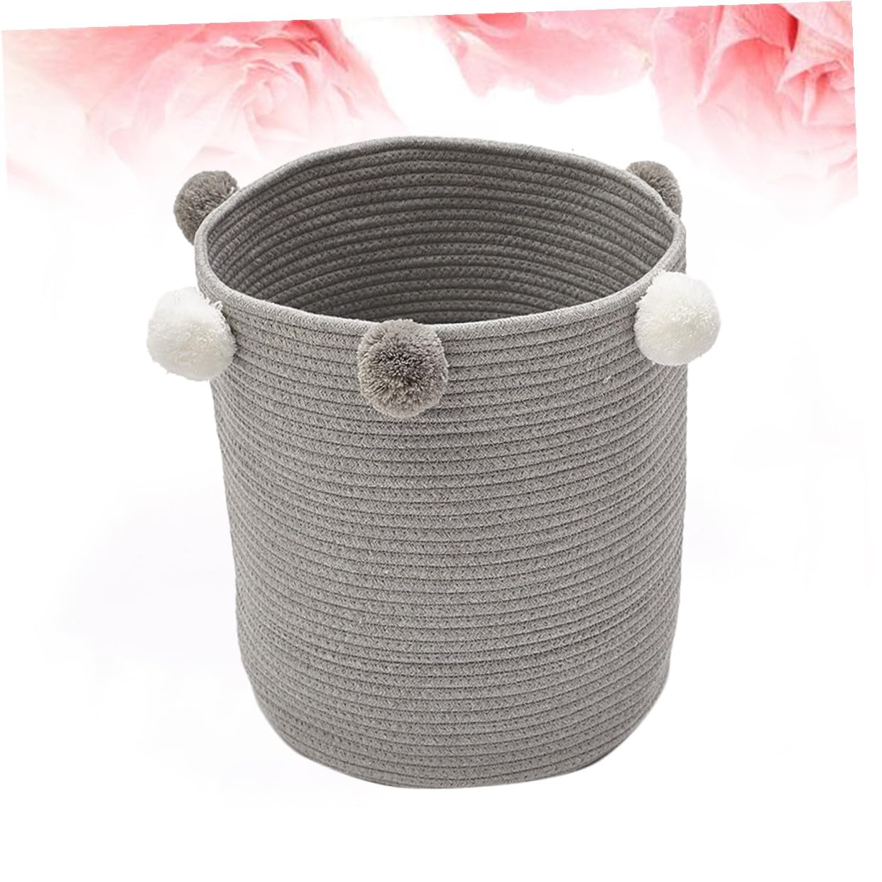 Hemobllo Cesto Porta Biancheria Grande Capacità Rotondo in Corda di Cotone con Decorativi Organizer per Vestiti e Giocattoli, per Armadio o Casa