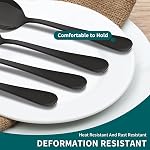20 Pièces en argent noir, ENLOY Ensemble d'ustensiles en acier inoxydable pour coutellerie 4, Cadeau de service et lave-vaisselle coffre-fort, Couteau à dîner poli miroir, Fourche, Spoon pour le restaurant