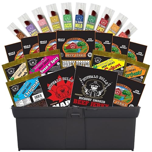 Buffalo Bills Caja de herramientas de regalo de 25 piezas de cecina de res y palitos de res (llena de 25 paquetes surtidos)