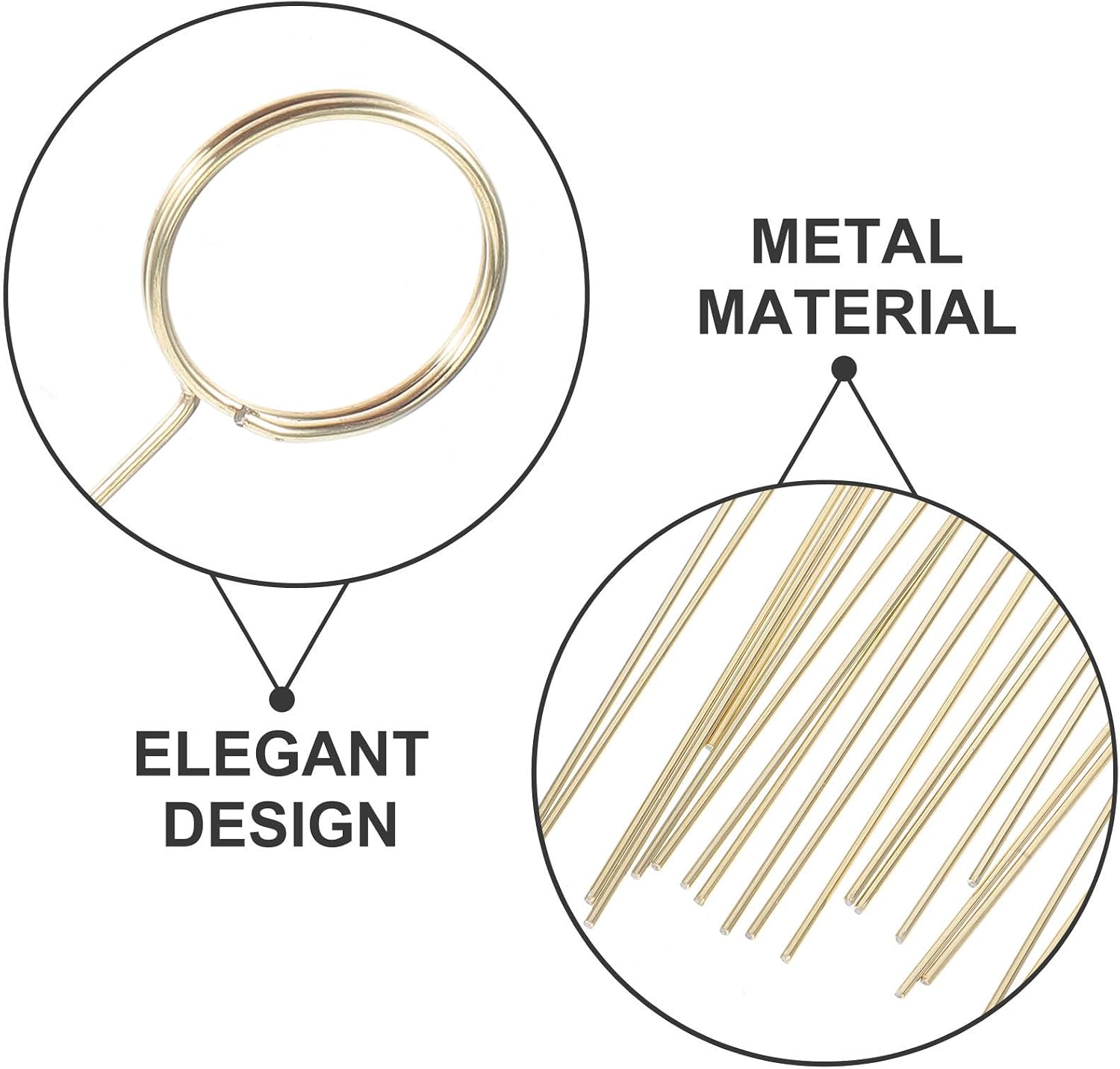 ULTECHNOVO Card Holder Clips for Organizing Notes and Photos 40pcs Golden Floral Metal Heart Round Shapes, Iron Wire Photo Memo Holder Stick for Weddings and Home Decoration