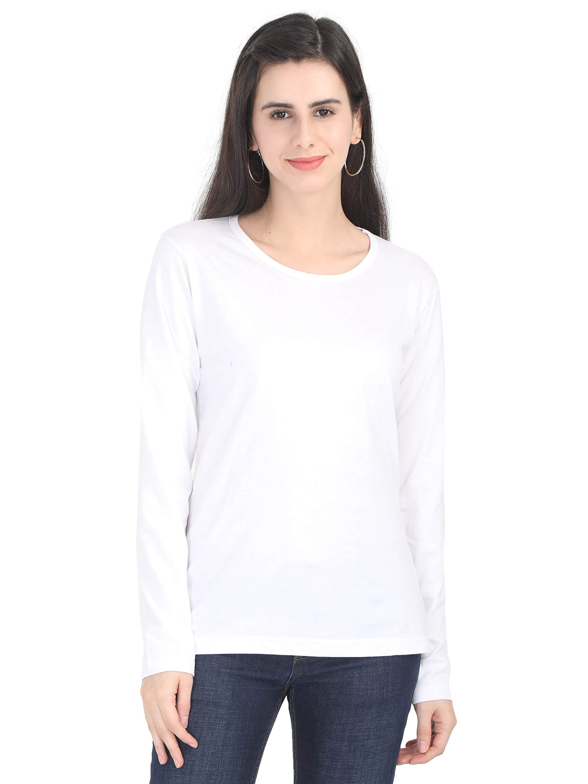 fleximaa Women's Cotton Plain Round Neck Full Sleeve T-Shirt-picture-18