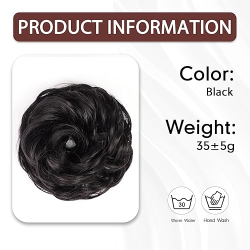 Miniatura 2 de Extensiones de cabello sintético estilo moño desordenado para mujeres y niñas, extensiones de cabello sintético estilo moño sintético para uso