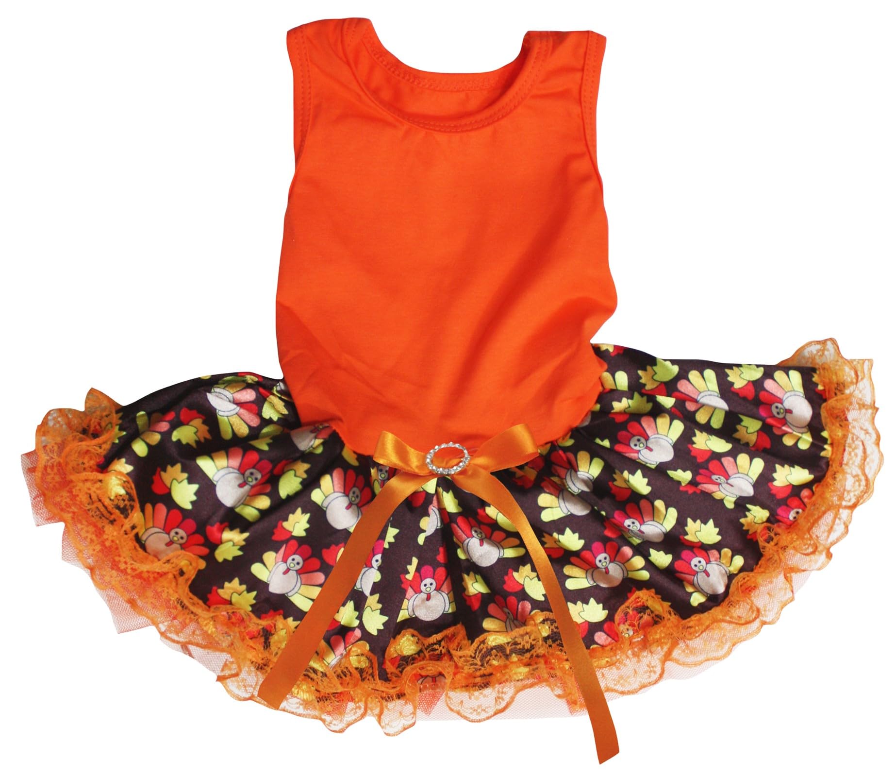 Robe pour chien Action de grâce avec dentelle marron raffinée M