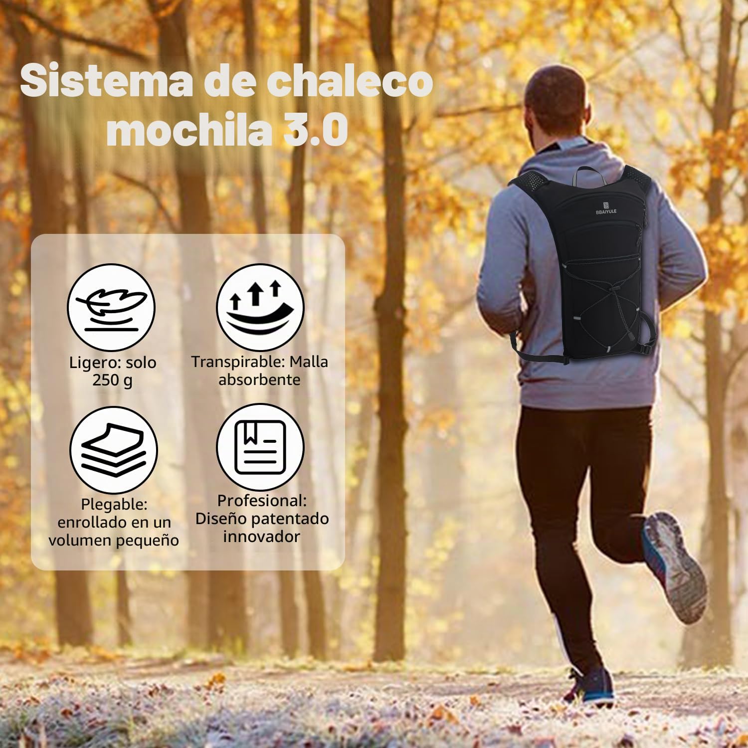 Mochila de hidratación con bolsa de hidratación y botella blanda, chaleco para correr para mujer y hombre, mochila ultraligera, mochila para ciclismo, trailrunning