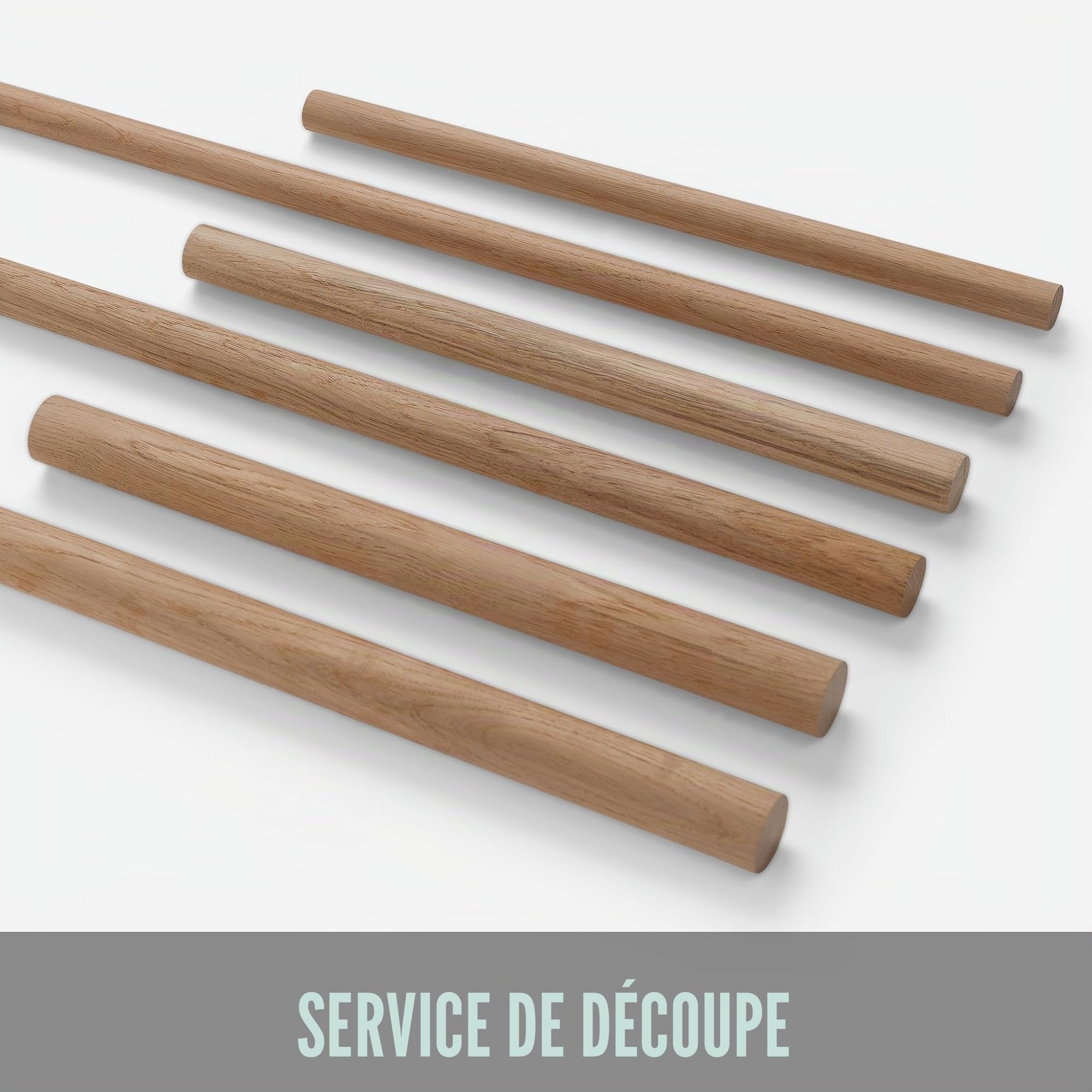 Barre ronde en chêne - Diamètre : 30 mm - Longueur : 300 à 1 000 mm - Tige en bois massif rabotée lisse - Naturelle et séchée techniquement - Idéale pour la construction de meubles et le