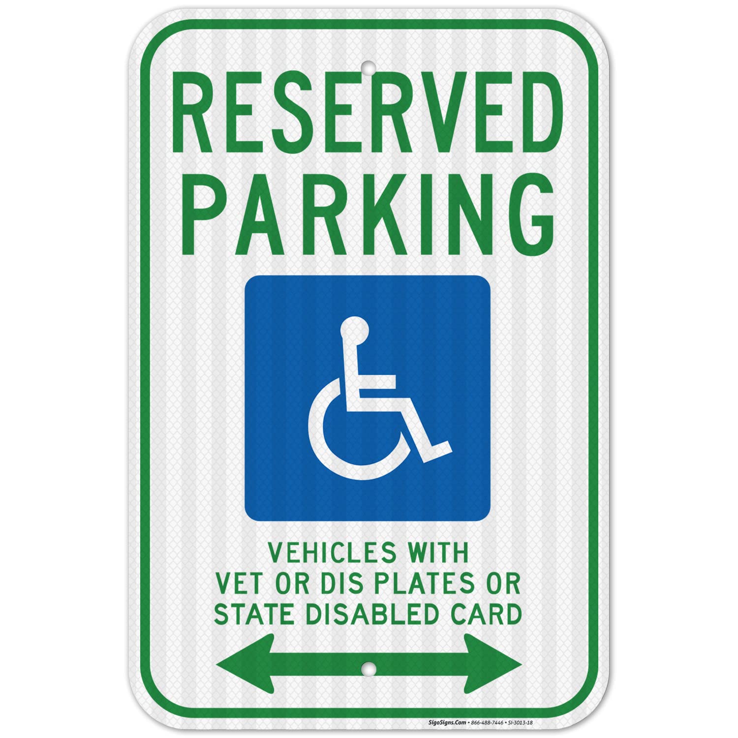 Wisconsin Handicap Parking Sign, Reserved Parking with Bidirectional Arrow, Large 12x18 3M Reflective (EGP) Heavy .63 Aluminum, Weather/Fade Resistant, Indoor/Outdoor Use, Made in USA