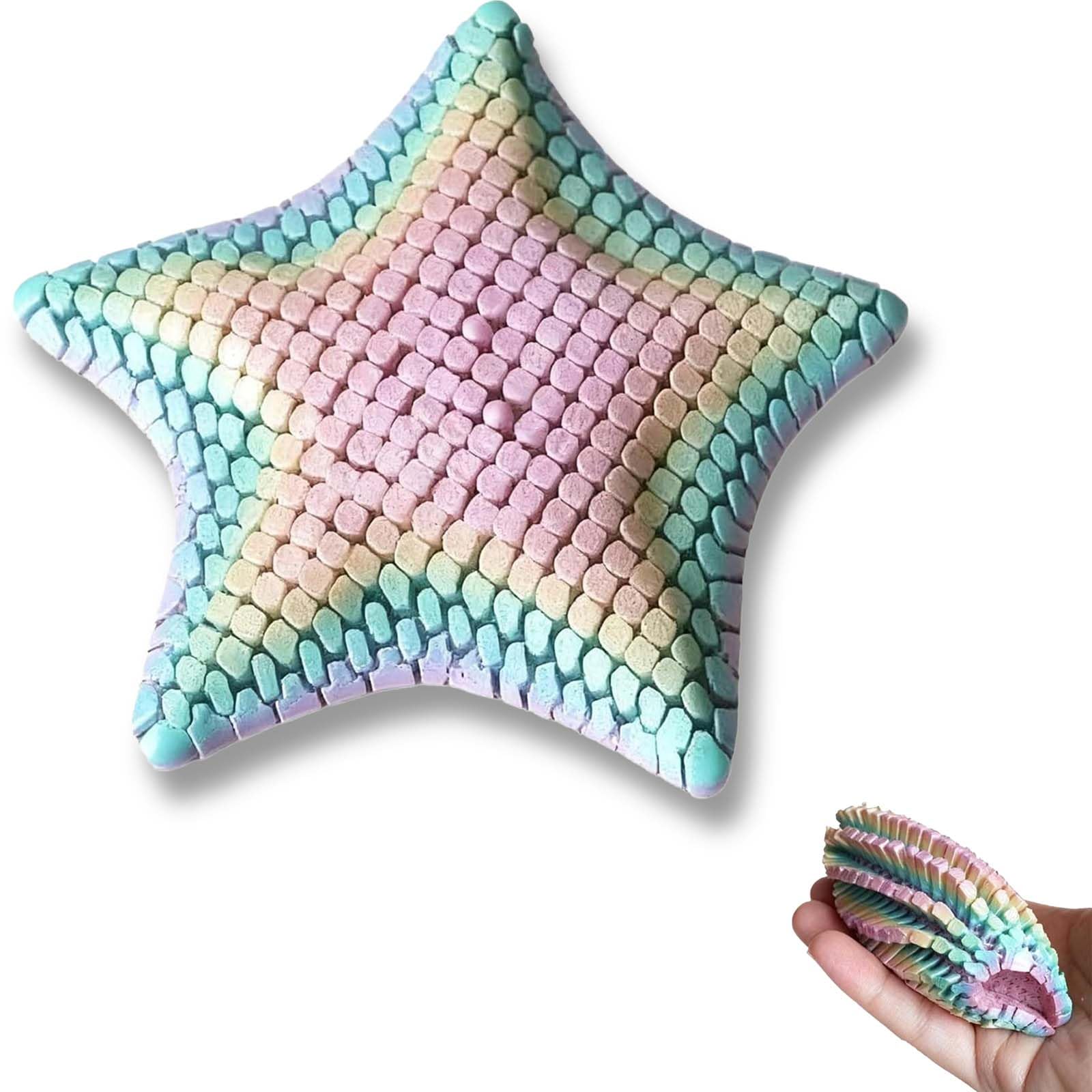 1PC 3D Printed Toys Sensory Fidget Star, Sensory Fidget Toys 12x12cm Articulated 3D Printed Starfish, Relaxation Toy for Stress Relief and Suitable for Teens Students Etc (Rainbow Color Random)