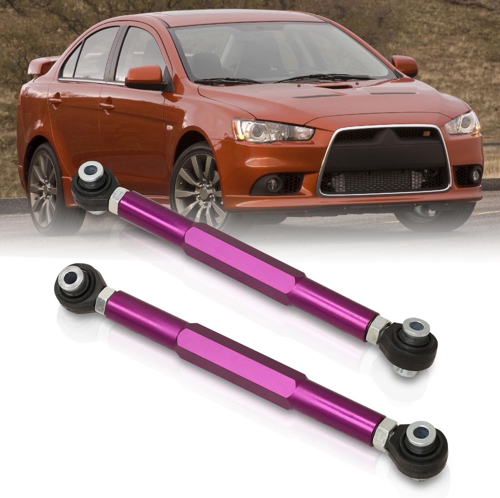 Rear Lower Suspension Adjustable Camber Kit Control Arms Purple Compatible/Replacement For Lancer Evolution X EVO 10 2008 2009 2010 2011 2012 2013 2014 2015 08 09 10 11 12 13 14 15