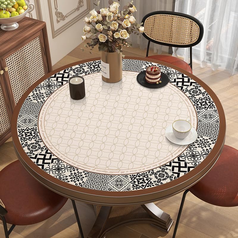 Ruby Lil Round PU Leather Large Table Pads, Coffee Table Household Waterproof and Oil-Proof Disposable Tablecloth Table Mat,C,70cm(28in)