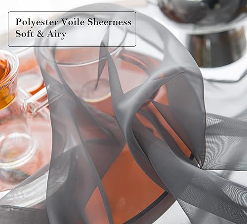 Miniatura 3 de PI Curtianas transparentes de nivel con bolsillo para barra, decoración del hogar de gasa ligera para cocina, ventana pequeña