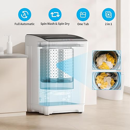 Miniatura 3 de TABU Juego combinado de lavadora y secadora, lavadora compacta de 18 libras completamente automática con 10 programas de lavado y secadora compacta