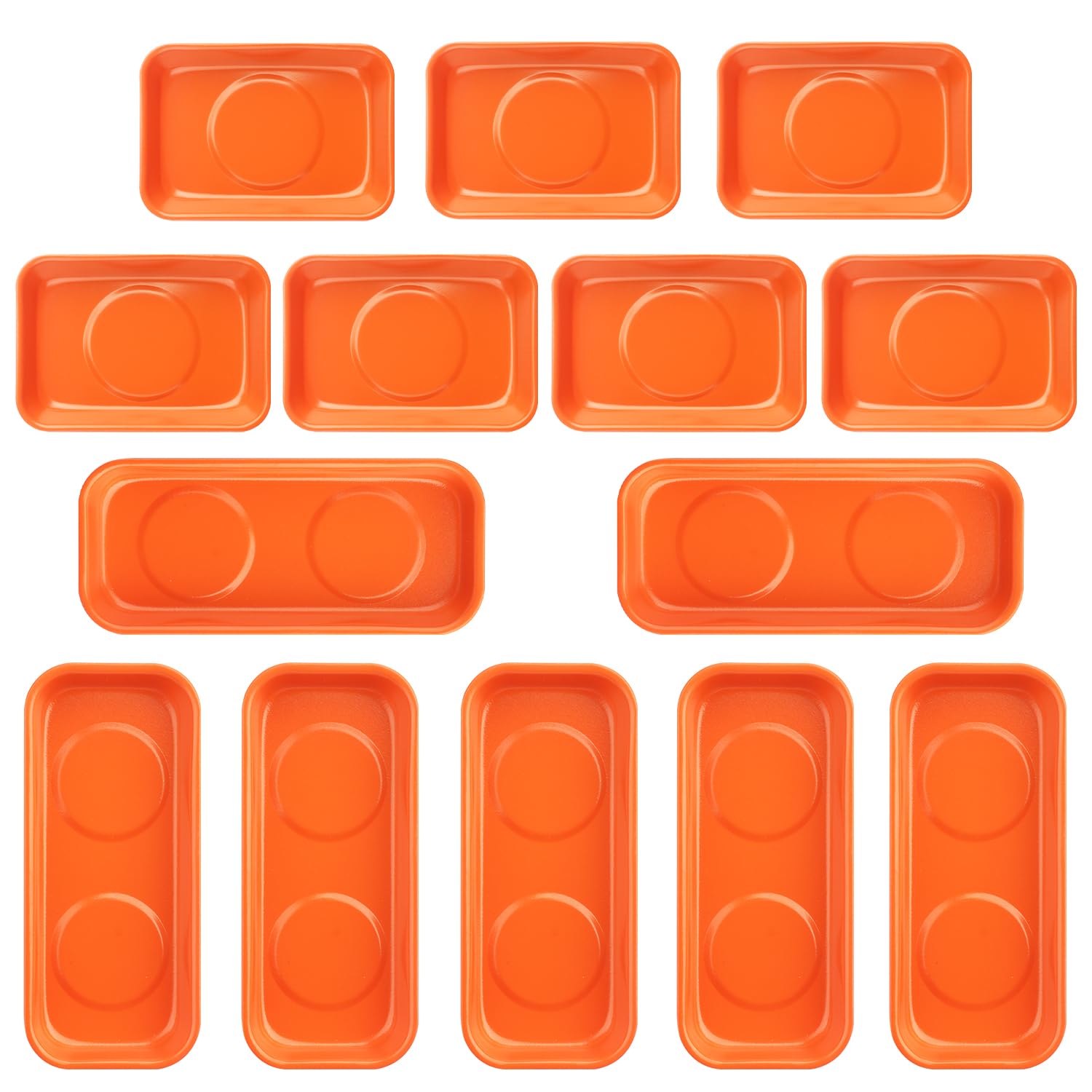 14 Stück magnetische Ablagen, inklusive 7 Stück 15 x 6,6 cm und 7 Stück 9,4 x 6,3 cm, magnetische Werkzeugablage, magnetische Teileablage, orange GENHAKON