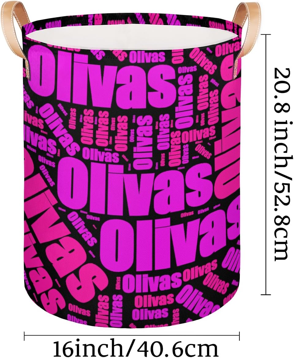 Personalized Laundry Basket, Custom Gift Laundry Hamper, Collapsible Nursery Waterproof Laundry Baskets, Dirty Clothes Toy Hamper with Handles Black Hot Pink