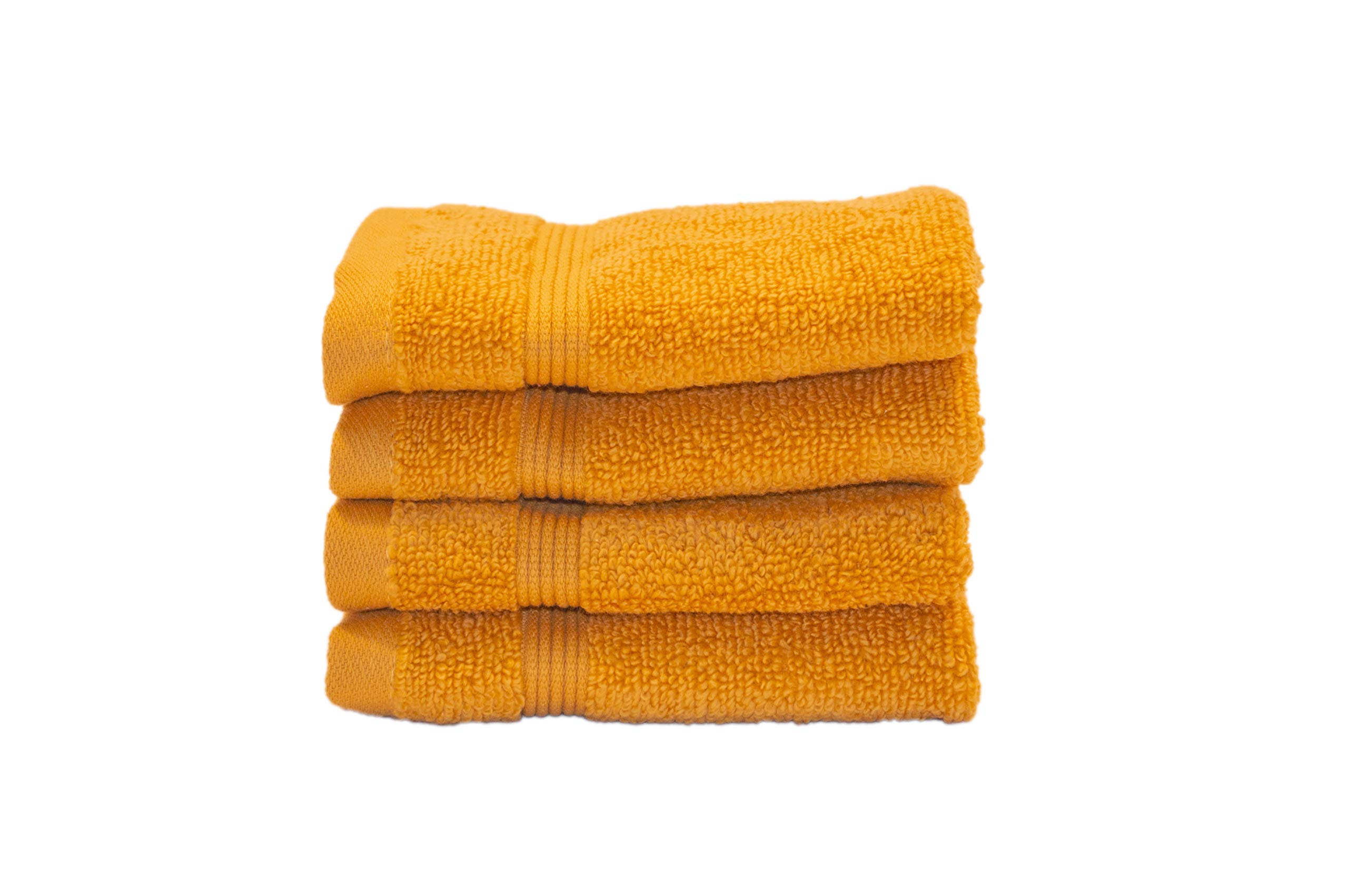 Allure Bath FashionsAllure Zero Twist Face Cloths Pack of 4 30 x 30cm, 100% Egyptian Cotton Flannels (Mustard)
