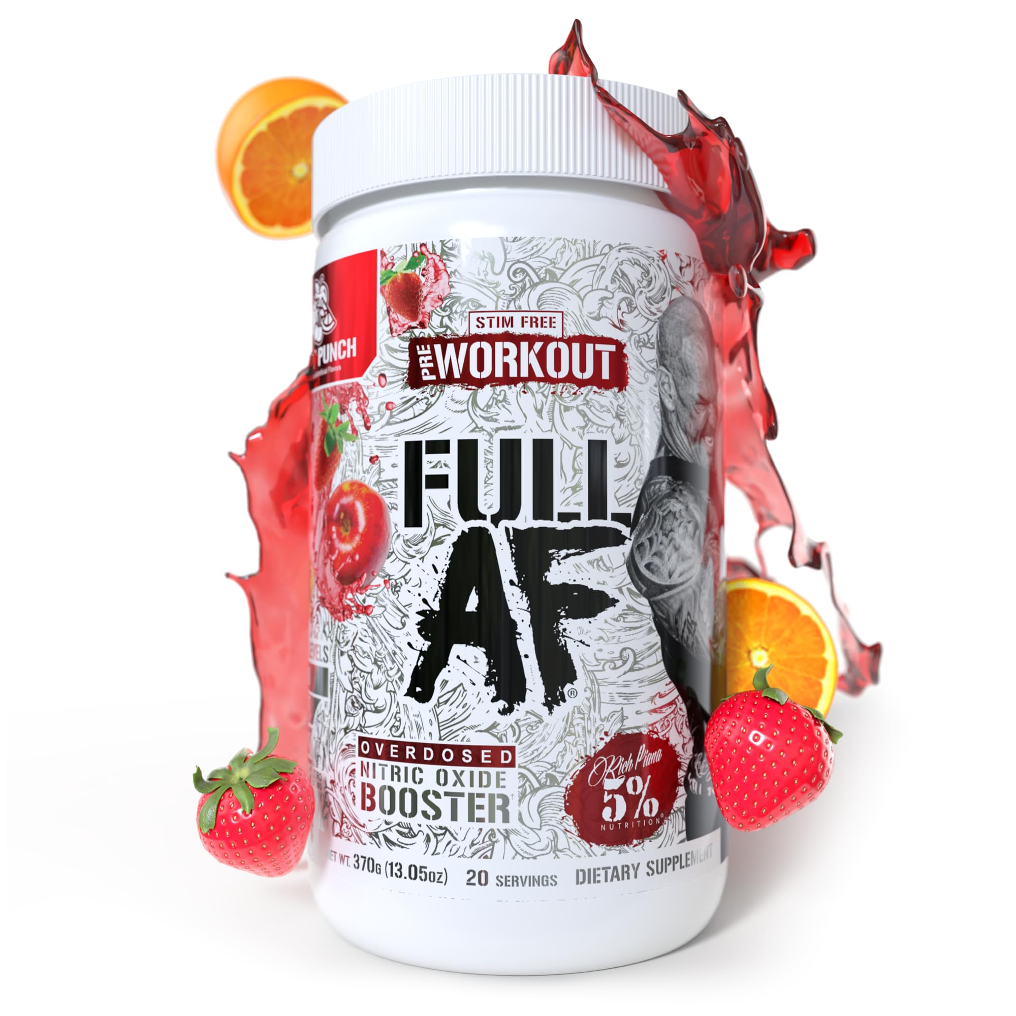 5% Nutrition Pré-treino sem estimulantes com L-citrulina, Nitrosigine, glicerol, betaína e taurina, 365 g