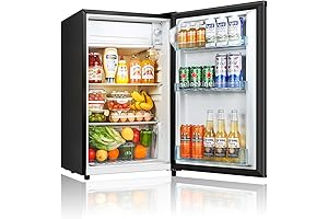 Seaoola 4.4 Cu. Ft. Mini Fridge with Freezer and Adjustable Thermostat