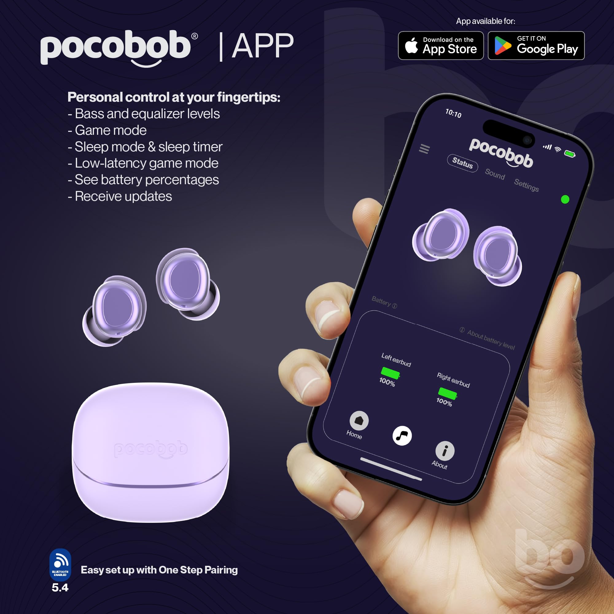 Z – Amethyst Purple – Ultra-Small Wireless Earbuds – App iOS & Android – Auricolari Bluetooth, adatti per il sonno, con microfono