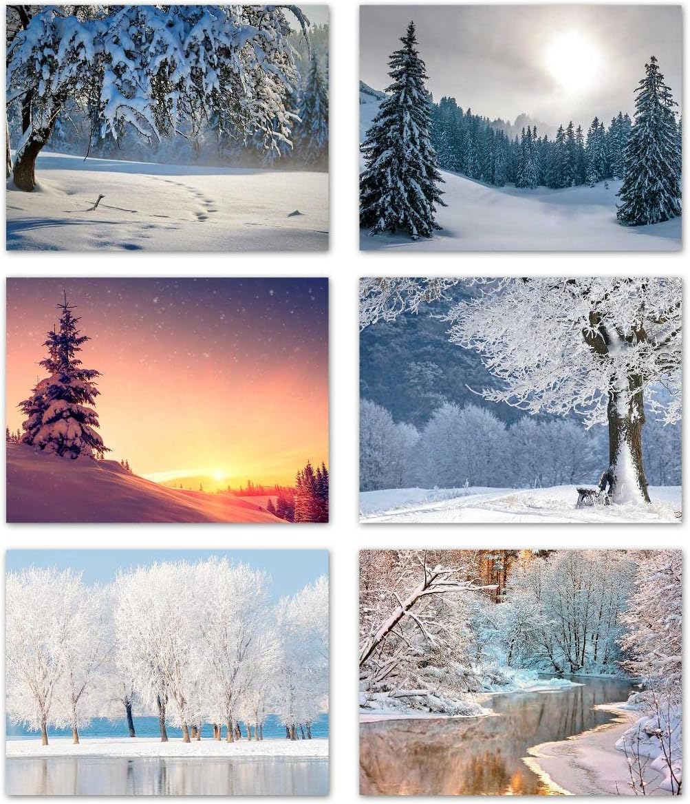 Enchanted Winter Wonderland Cards 24 Count - Blank Inside with Envelopes - A2 Size (5.5”x4.25”) - Happy Holidays, Christmas, Winter Events, and More