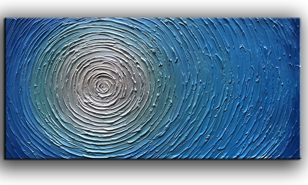 YaSheng Art - 3D Metallic Bead light Blue Texture Oil Painting on Canvas Abstract Art Pictures Canvas Wall Art Paintings Modern Home Decor Abstract Paintings Ready to hang 20x40inch