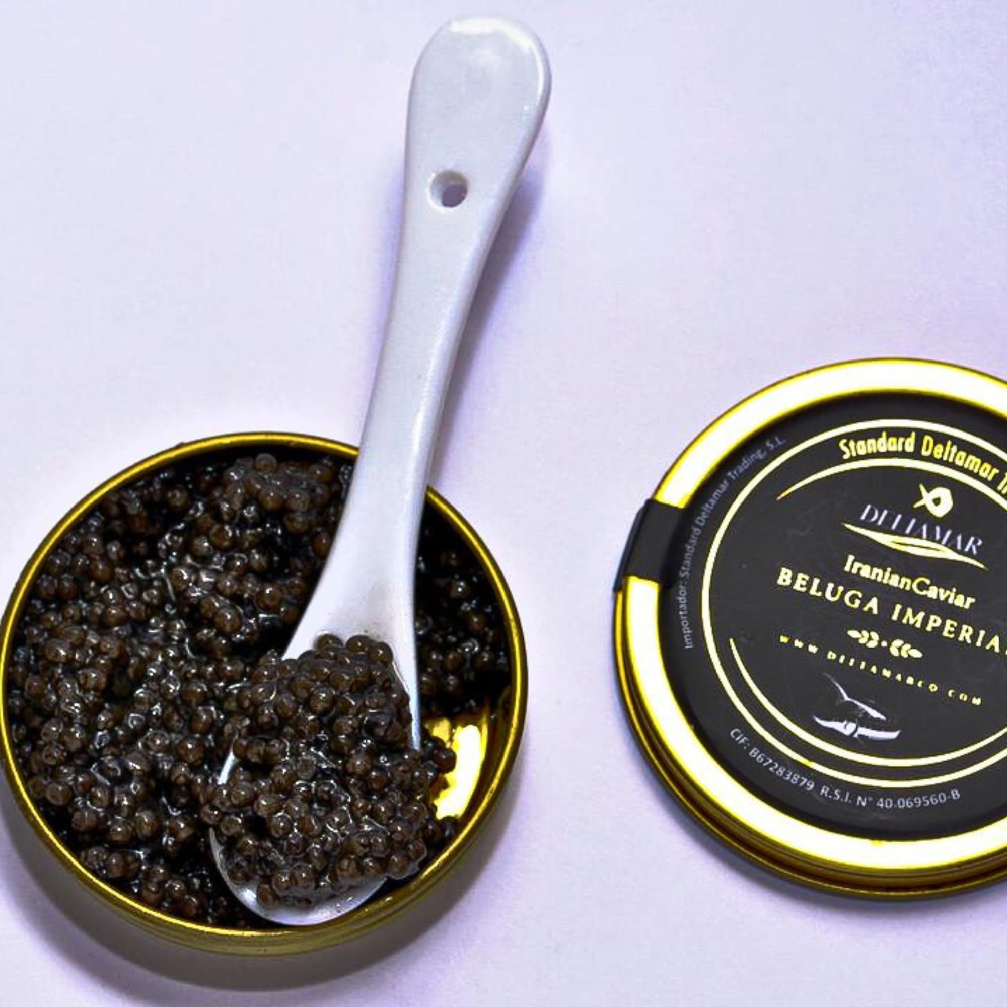 Imperial Caviar - Black Beluga Sturgeon Huso Huso Orginial Beluga Imperial Finest Caviar - Premium Quality Siberian Caviar - Authentic Deltamar CITES Certified (30 gm)