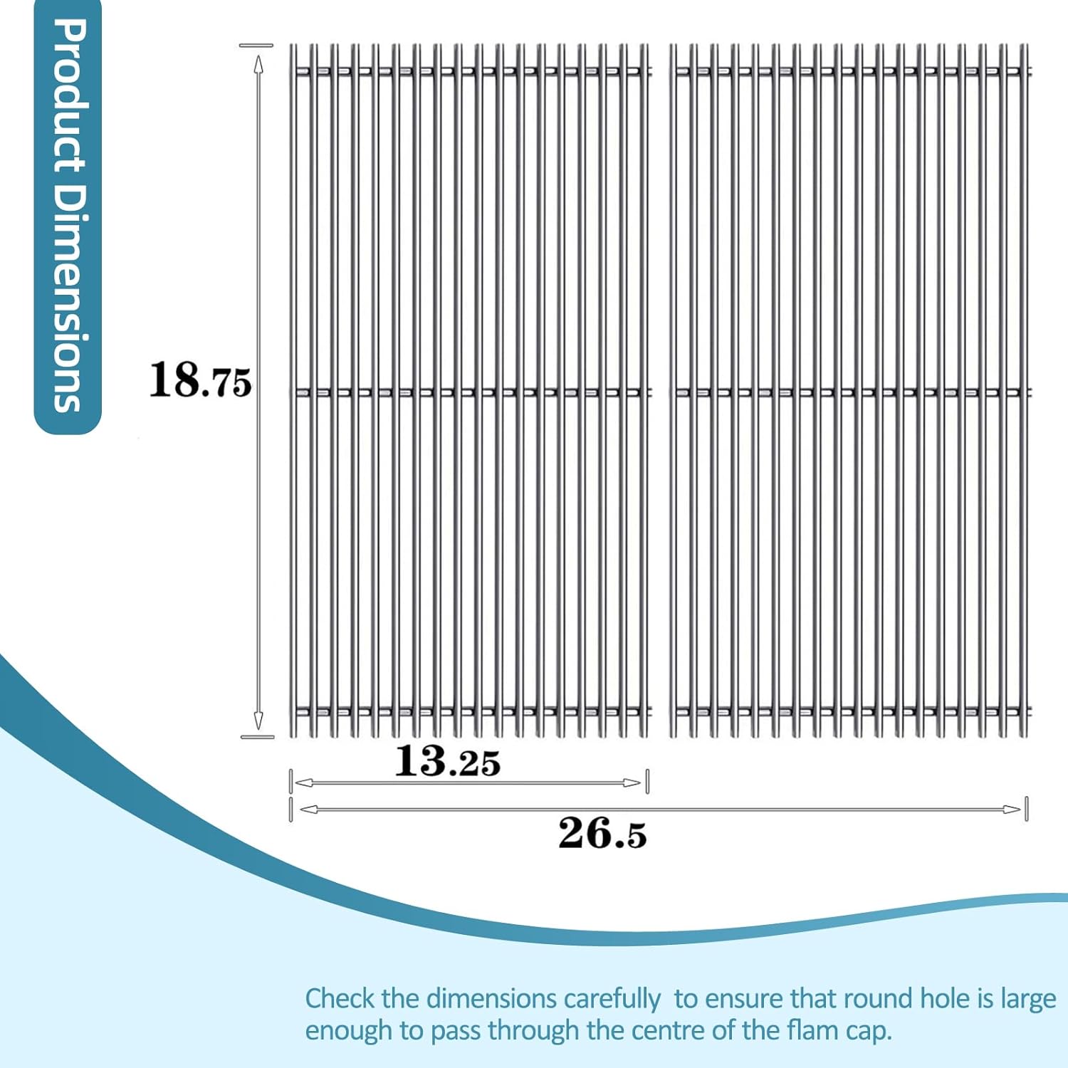 S6F095 (2-Pack) 18.75 inch 304 Stainless Steel Cooking Grates Replacement for Weber Genesis II 300 and Genesis II LX 300 Series Gas Grills, Weber 66095