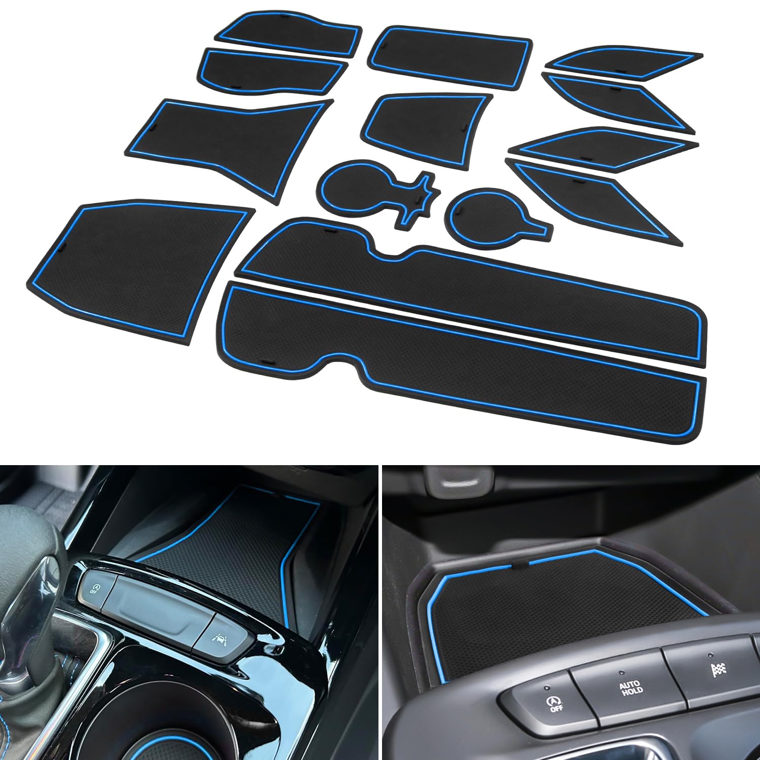 for 2024 2025 2026 Chevy Trax Accessories - for 2024 2025 2026 Chevrolet Trax (LS,1RS,LT,2RS,ACTIV) Cup Holder Inserts Door Slot Mat Compartment Center Console Liners (14 Pcs, Blue Trim)