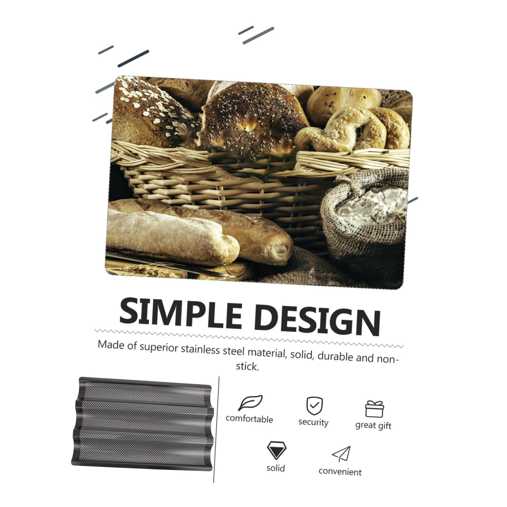 Baguette Backform mit Schlitzen Antihaftbeschichtet Schnelle Wärmeleitung Formstabil für Brotbacken und DIY Backprojekte Küche und Bäckerei