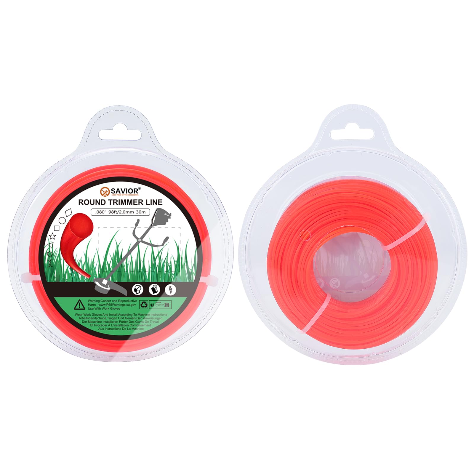 Savior 30M 2mm Strimmer Wire Universal String Trimmer Line Nylon Strimmer Cord 1.2mm 1.6mm 2.0mm 2.4mm 3.0mm Grass Strimming Cable for Garden Weeds Flower Beds (2mm x 30m Round) — view 7
